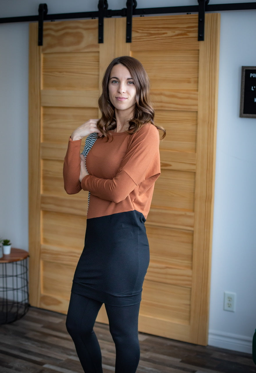 Tunique AXELLE Rayures et Cuivre - Collection Écoresponsable **En Stock