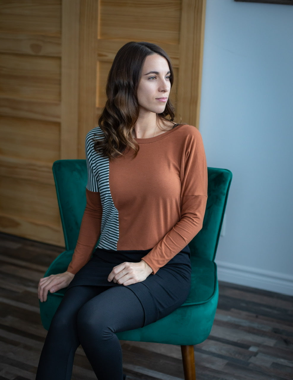 Tunique AXELLE Rayures et Cuivre - Collection Écoresponsable **En Stock