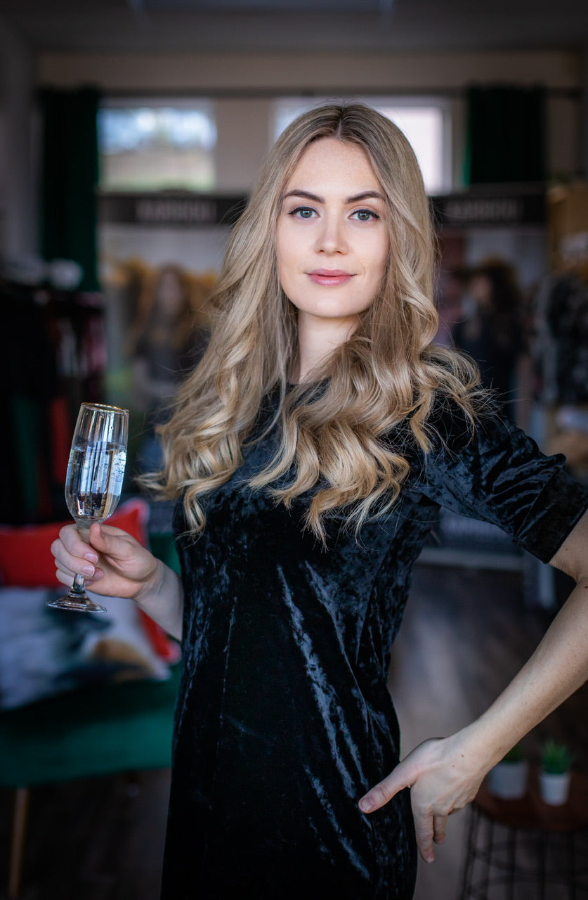 Robe TRICIA VELOURS Noir **En Stock