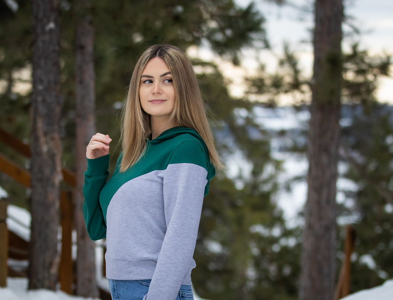 Hoodie Gris et Vert - Options de Longueurs ** En Stock