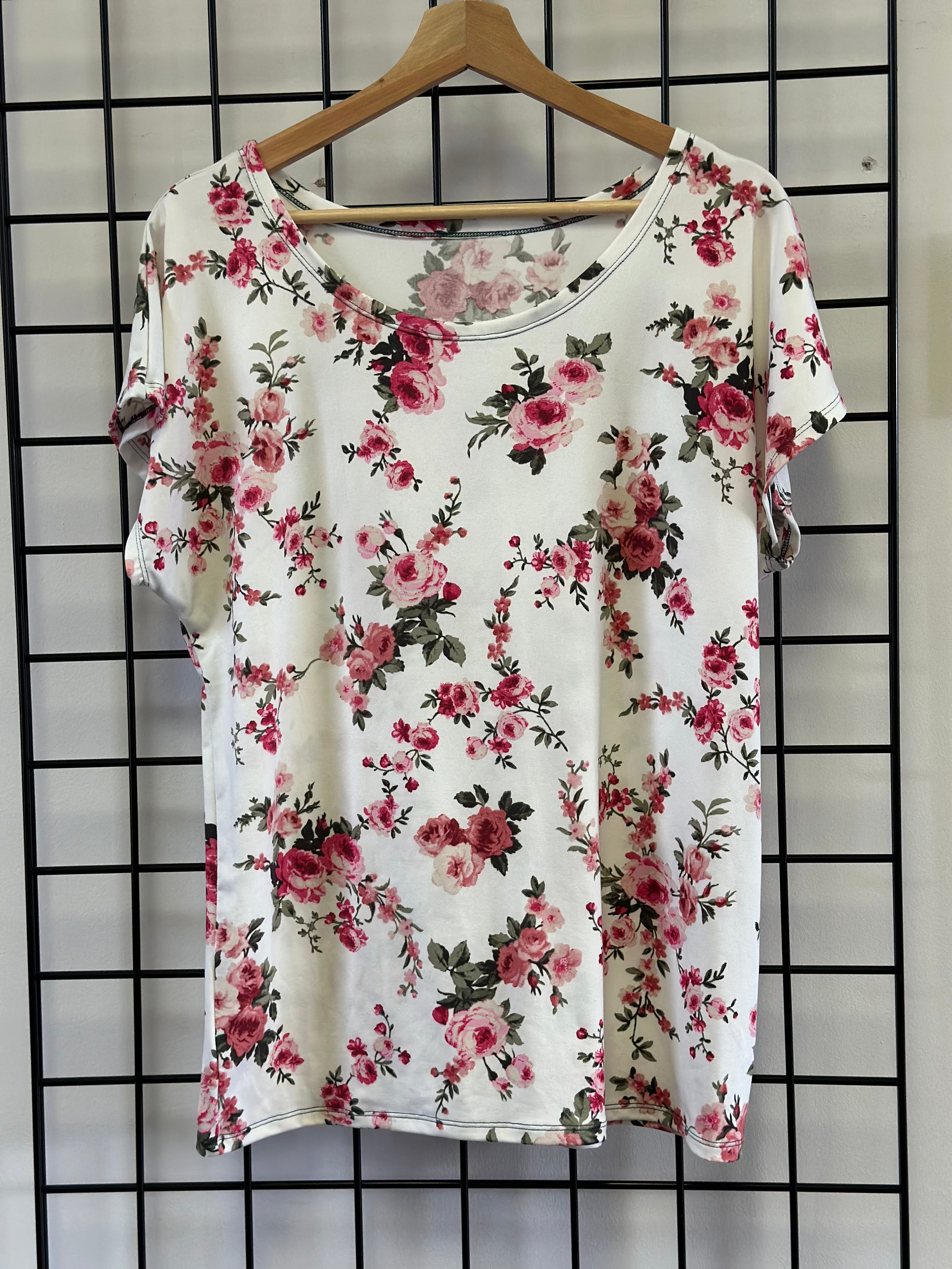 IMPARFAIT** Chandail Ample Fleuri fond Blanc LONG