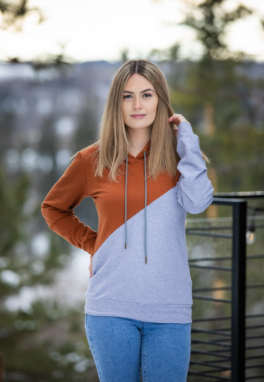 Hoodie Gris et Cuivre - Options de Longueurs