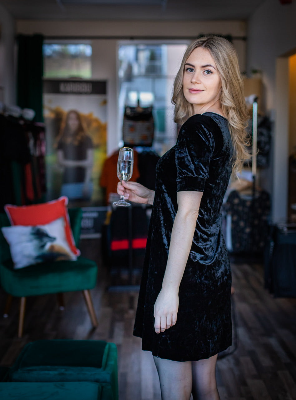 Robe TRICIA VELOURS Noir **En Stock