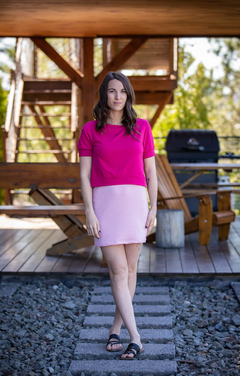 ** Robe SUMMER Mini Rayures Rose Blush