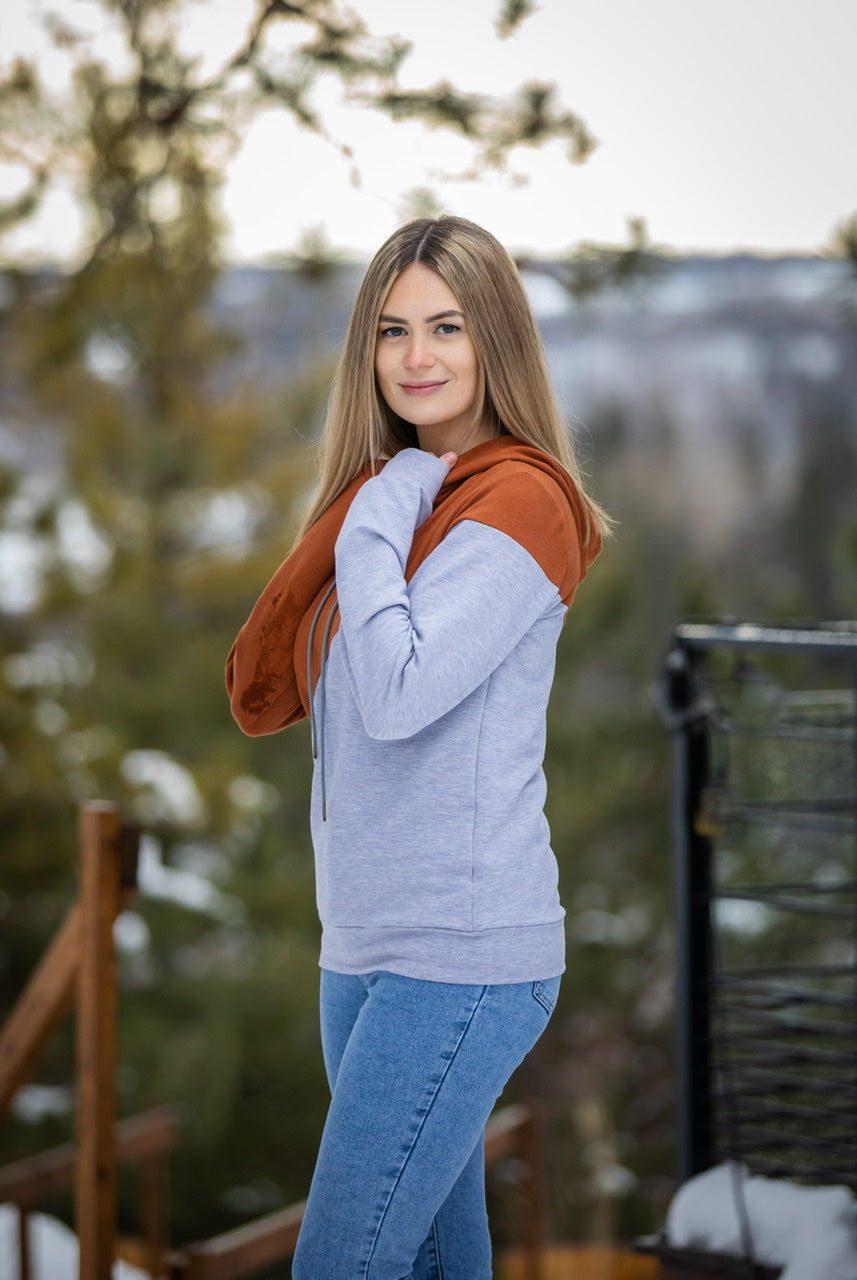 Hoodie Gris et Cuivre - Options de Longueurs