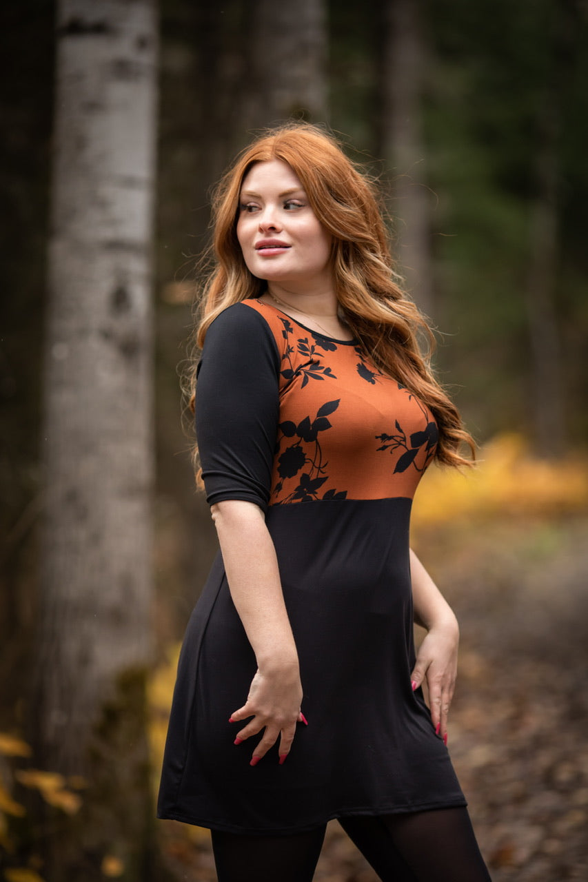 Robe Droite ALEXIA FLORAL CUIVRE **En Stock