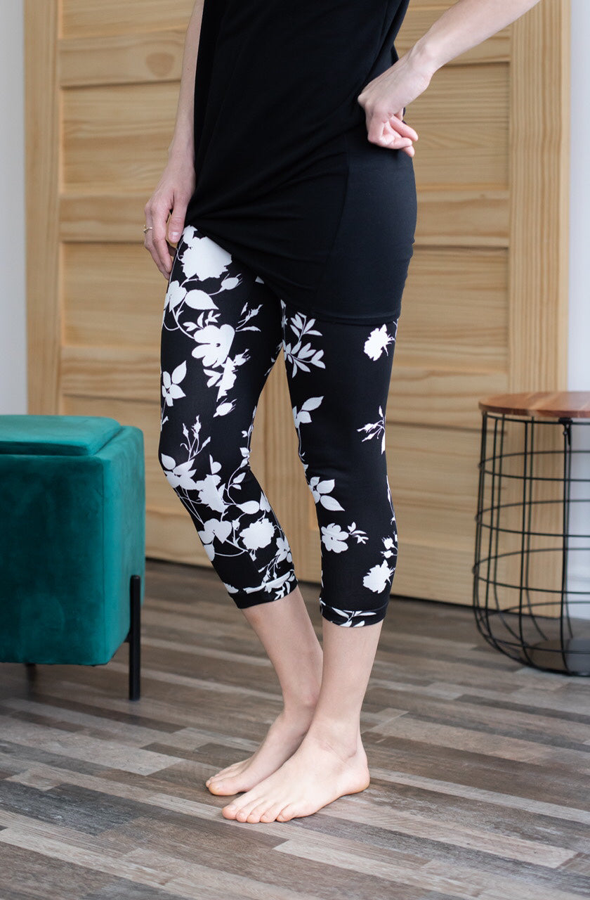 Legging CAPRI Floral Noir et Blanc **En Stock