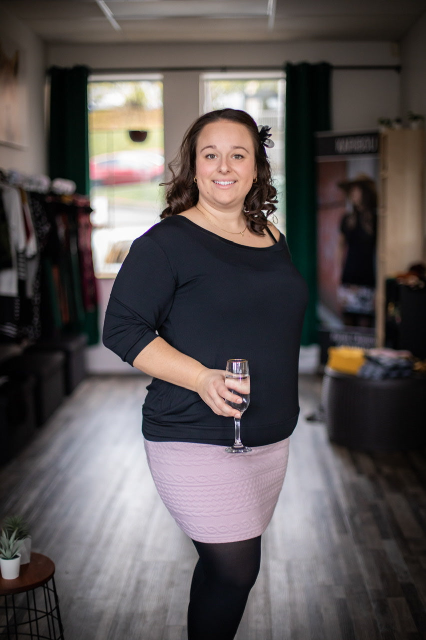 Chandail JULIA - Noir - Options Épaule *COLLECTION ÉCORESPONSABLE