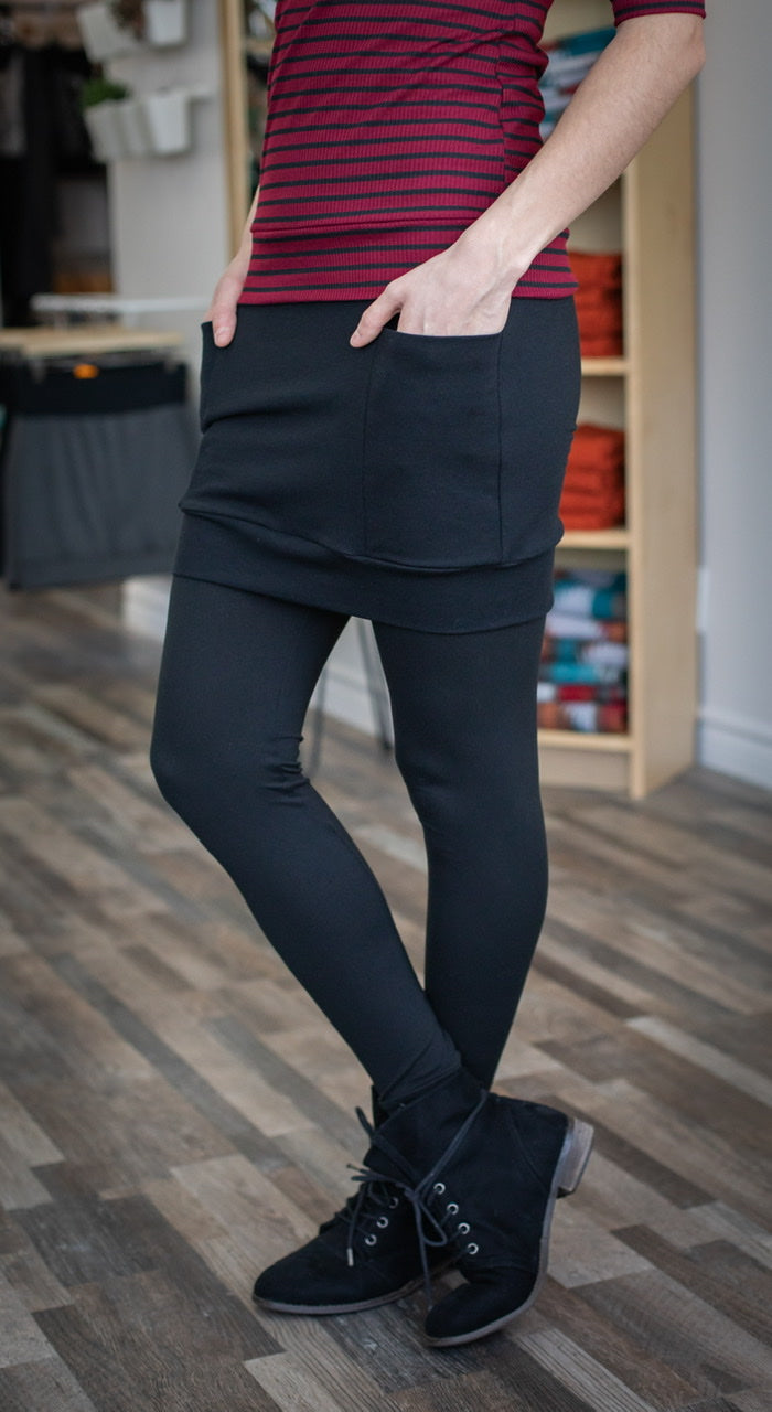 Jupe POCHES Noir en BAMBOU **En Stock