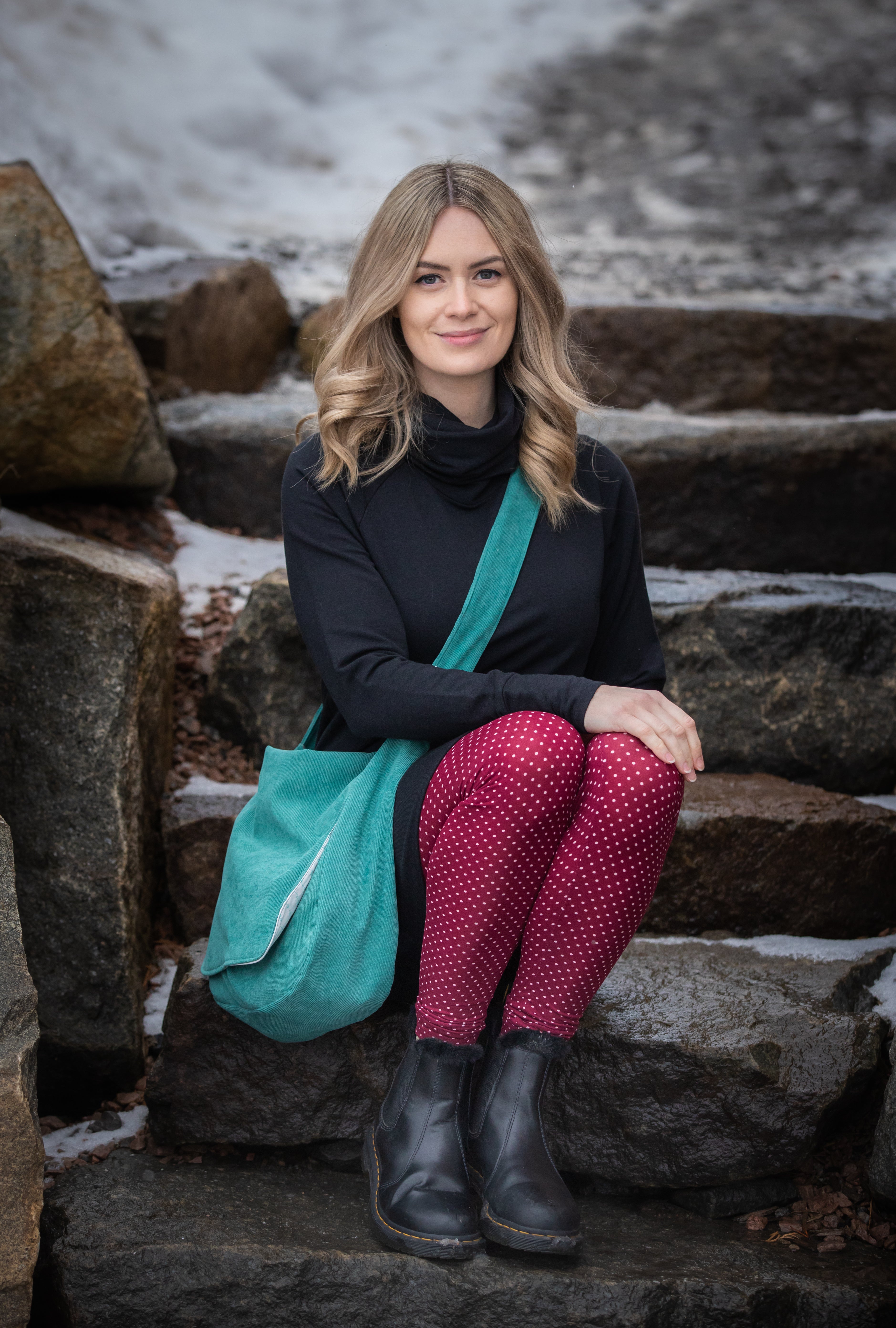 Legging à Pois Bordeaux et Blanc
