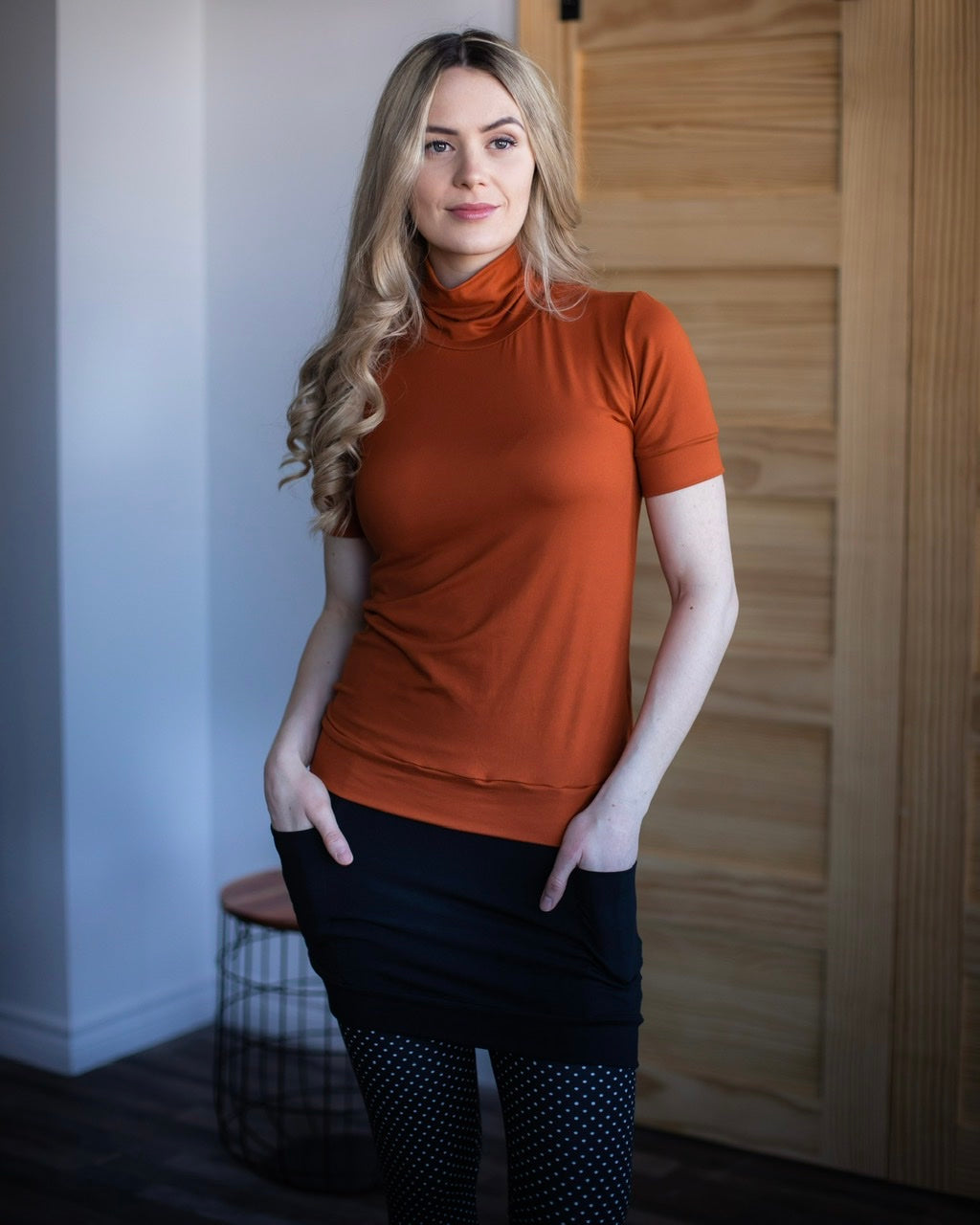 Jupe POCHES Noir en BAMBOU **En Stock