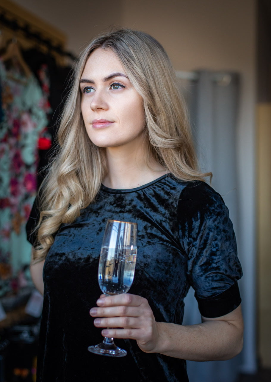 Robe TRICIA VELOURS Noir **En Stock