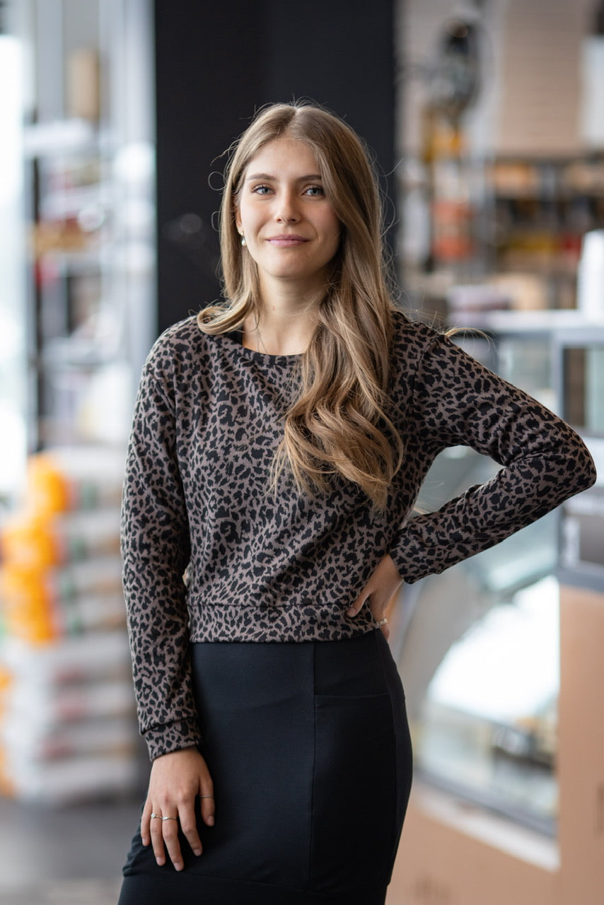 *NOUVEAU* DUO Tunique Maeva NOIR &amp; Chandail Chloe Leopard