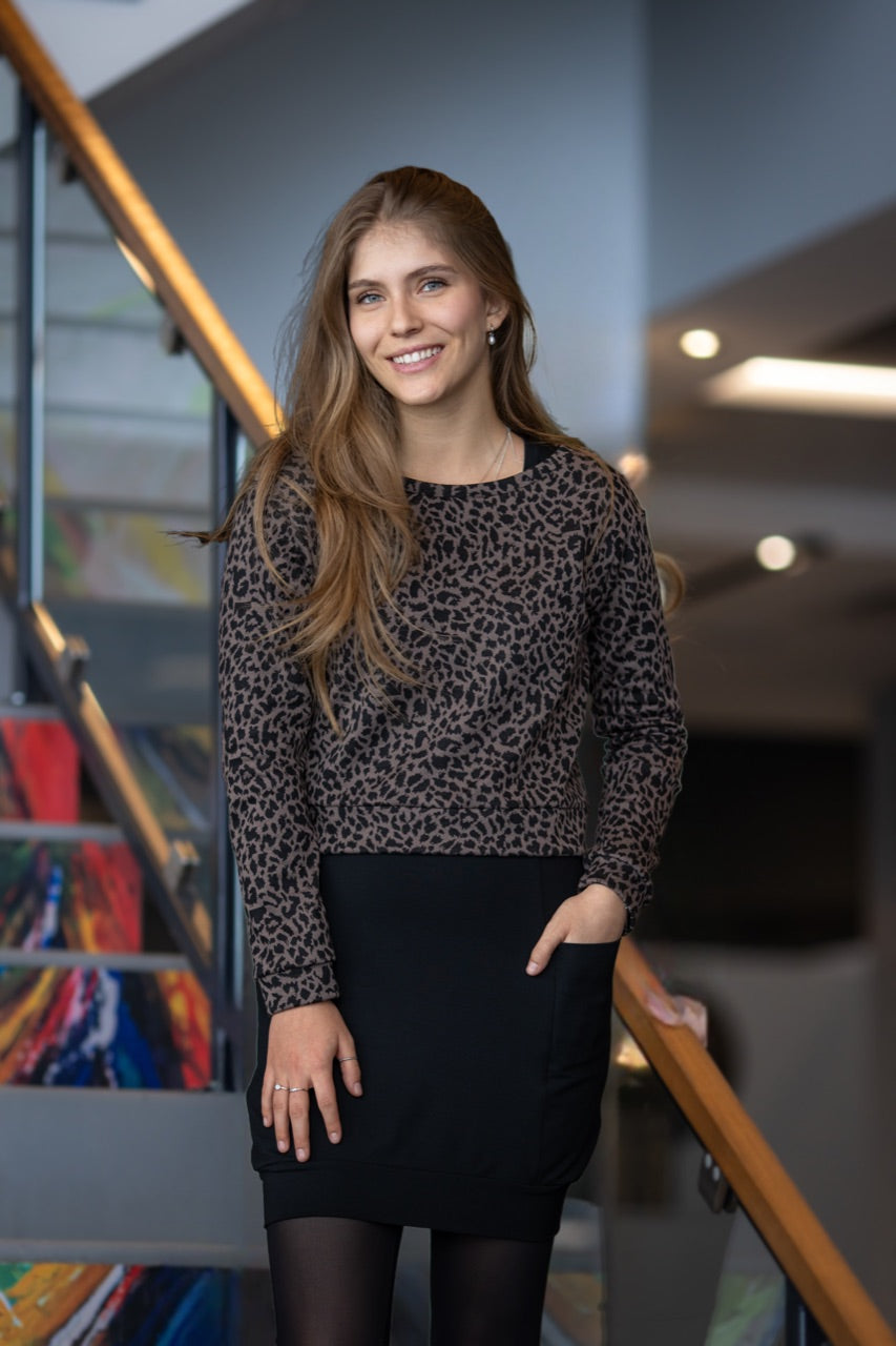 *NOUVEAU* DUO Tunique Maeva NOIR &amp; Chandail Chloe Leopard