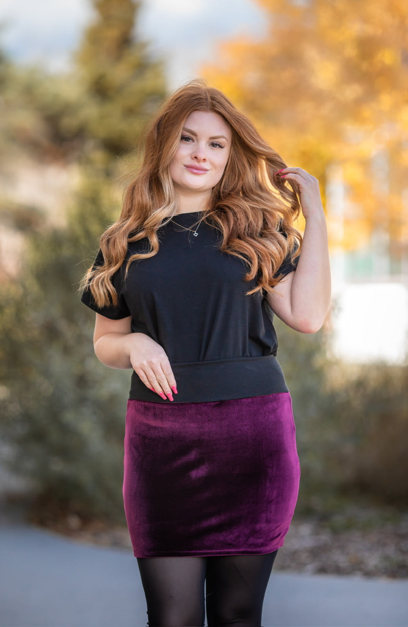 *Jupe TAÏGA VELOURS Bordeaux **En Stock