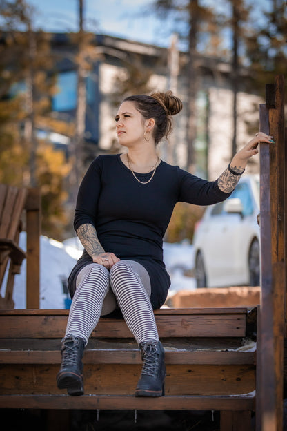 Legging RAYURES Anthracite et Blanc ÉCO **Stock Express