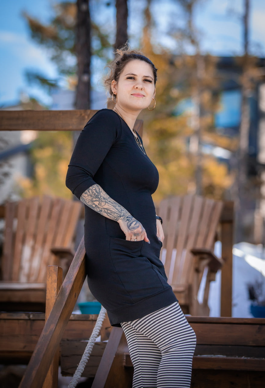 Legging RAYURES Anthracite et Blanc ÉCO **Stock Express