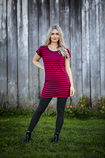 Tunique AMPLE RAYURES FRAMBOISE *Collection Écoresponsable **En Stock